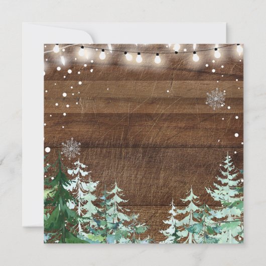 冬の松の森の赤ちゃんシャワー外は寒い 招待状 (裏面)