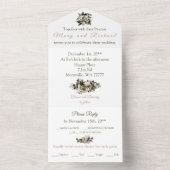 冬の松の花のクリーム色の芍薬エレガントウェディング オールインワン招待状 (内側)