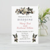 冬の松の花クリームカラーコーラルラリーウェディング 招待状 (スタンド正面)