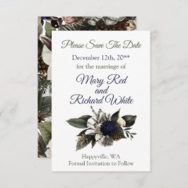 冬の松の花束 ネイビー クリーム ピオニー ウェディング セーブザデート