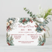 冬の松の針レッドベリーリハーサルディナー 招待状 (スタンド正面)