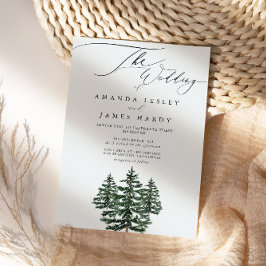 冬の松の雪の結婚式パーティー 招待状