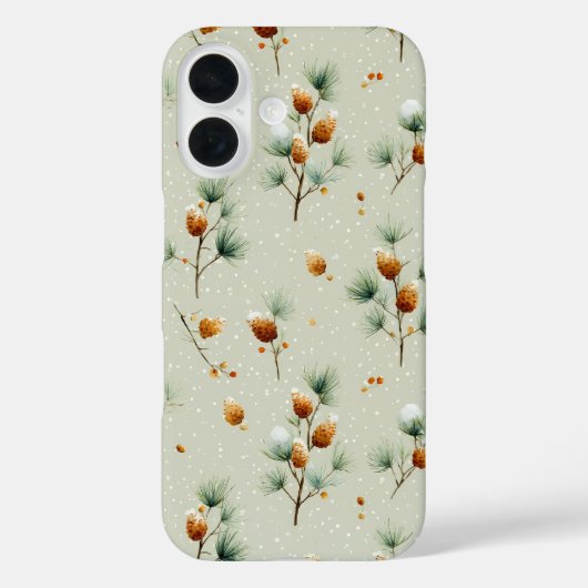 冬の松ぼっくりと雪の枝 Case-Mate iPhoneケース (裏面)
