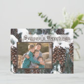 冬の松ぼっくり フォト フラット カード (スタンド正面)