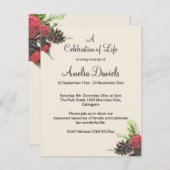 冬の松ぼっくり 命の感謝カード 招待状 (正面/裏面)