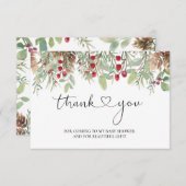 冬の松ぼっくり 赤い実のベイビーシャワー お礼 サンキューカード (正面/裏面)