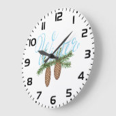 冬の松コーン ラージ壁時計 (傾斜)