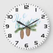 冬の松コーン ラージ壁時計 (正面)