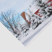 冬の松保護の大きな赤い納屋 薄葉紙 (詳細)