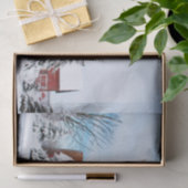 冬の松保護の大きな赤い納屋 薄葉紙 (ギフト)