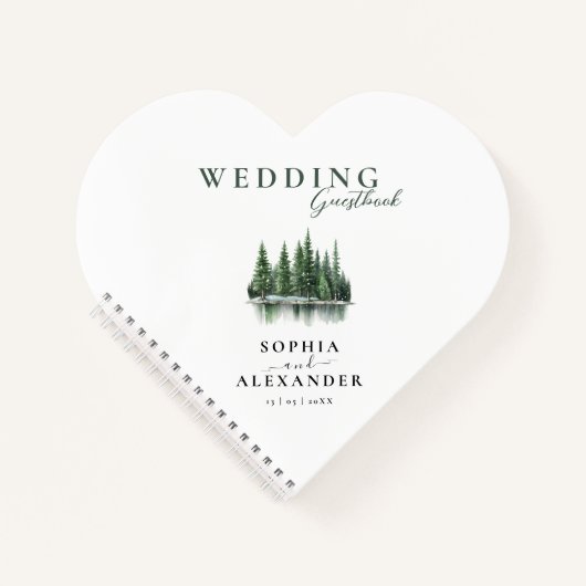 冬の松林の結婚式ゲストブック ノートブック (正面)