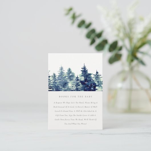 冬の松林の雪景色 赤ちゃんのシャワーにおすすめの本 エンクロージャーカード (スタンド正面)
