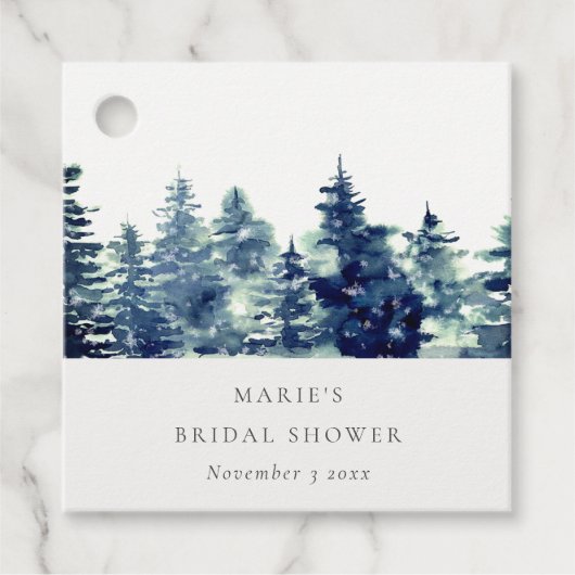 冬の松林の雪 水彩 結婚前お披露目 フェイバータグ (正面)