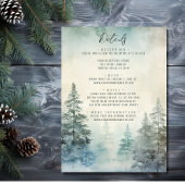 冬の松林を舞台にしたオールインワンのウェディング 招待状