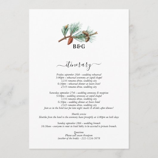 冬の松灯篭結婚の旅程 プログラム (裏面)