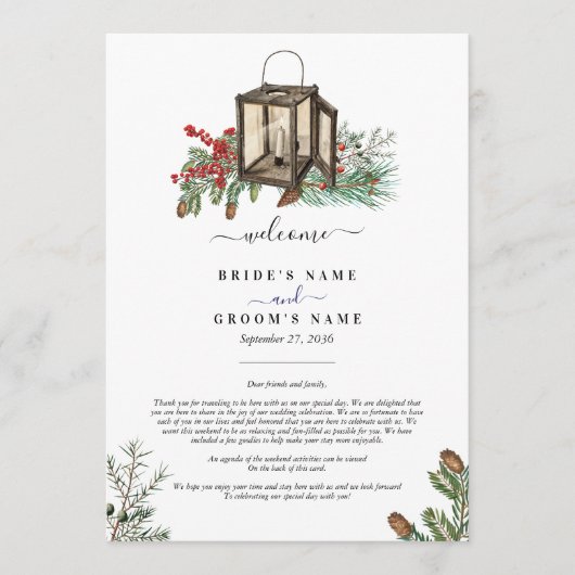 冬の松灯篭結婚の旅程 プログラム (正面)