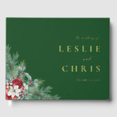 冬の果実と松の水の色の緑結婚の ゲストブック (正面)