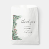 冬の果実と松の水の色の緑結婚の フェイバーバッグ (正面)