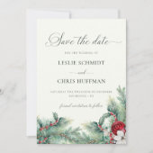 冬の果実と松の水色の緑の写真 セーブザデート (正面)