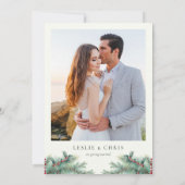 冬の果実と松の水色の緑の写真 セーブザデート (裏面)