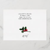 冬の果実と松の緑のクリスマスディナー 箔招待状 (裏面)