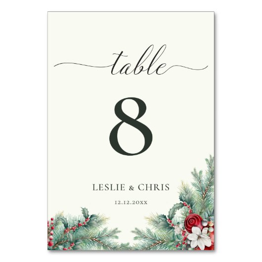 冬の果実と松の緑結婚の木 テーブルナンバー (裏面)