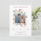 冬の果実と白のバラのフレームフォト結婚ズ セーブザデート (スタンド正面)