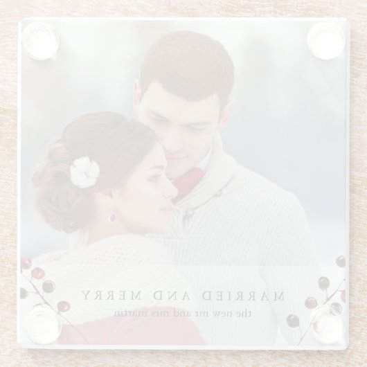 冬の果実と結婚したフォトコメリーースター ガラスコースター (裏面)