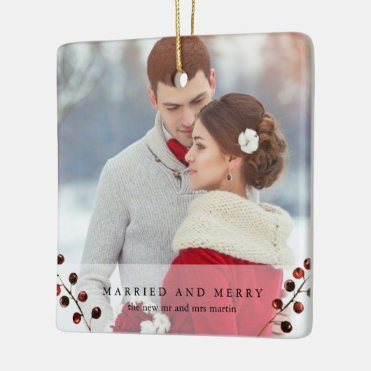 冬の果実と結婚したフォトメリーオーナメント セラミックオーナメント (左)