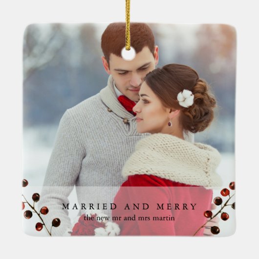 冬の果実と結婚したフォトメリーオーナメント セラミックオーナメント (裏面)