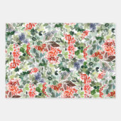 冬の果実と緑のクリスマス ラッピングペーパーシート (正面3)