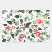 冬の果実と緑のクリスマス ラッピングペーパーシート (正面2)