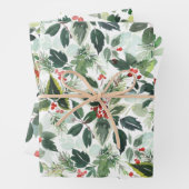 冬の果実と緑のクリスマス ラッピングペーパーシート (インサイチュ)