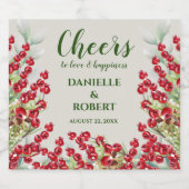 冬の果実と緑メリークリスマス スパークリングワインラベル (シングルラベル)