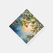 冬の果実と緑 | ホリデーパーティー スタンダードカクテルナプキン (角)