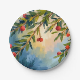 冬の果実と緑 | ホリデーパーティー ペーパープレート