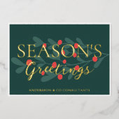 冬の果実のビジネスロゴシーズンの挨拶 箔シーズンカード (正面)