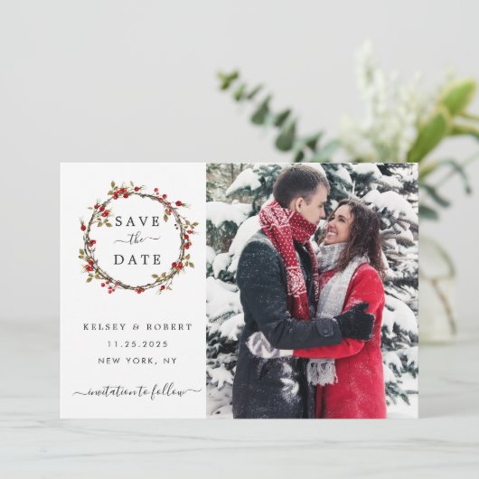 冬の果実の写真結婚式の日付を保存 セーブザデート (スタンド正面)