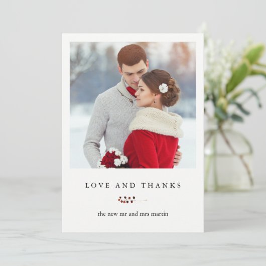 冬の果実の愛とフォトカ感謝していード サンキューカード (スタンド正面)