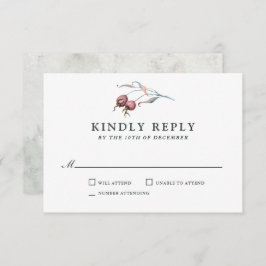 冬の果実の水の色の植物結婚式RSVP 出欠カード