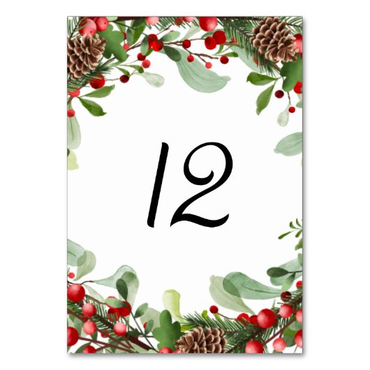 冬の果実の結婚クリスマスのテーブル番号 テーブルナンバー (正面)