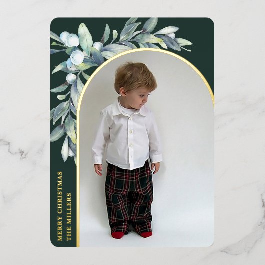 冬の果実の緑のアーチ写真 箔シーズンカード (正面)