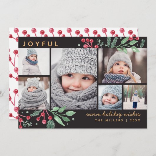 冬の果実の緑のクリスマス数々の写真 (正面/裏面)