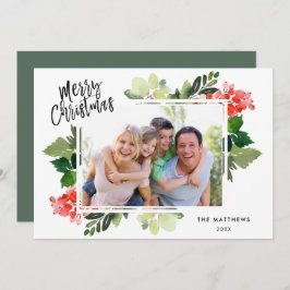 冬の果実の緑のフレーム写真クリスマスカード