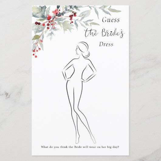 冬の果実の緑の葉のブライダルシャワーゲーム (正面)