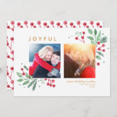 冬の果実の緑メリークリスマスクリスマス2写真 (正面/裏面)