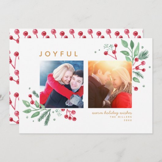 冬の果実の緑メリークリスマスクリスマス2写真 (正面/裏面)