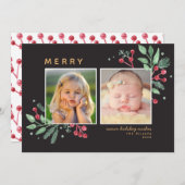 冬の果実の緑メリークリスマスクリスマス2写真 (正面/裏面)