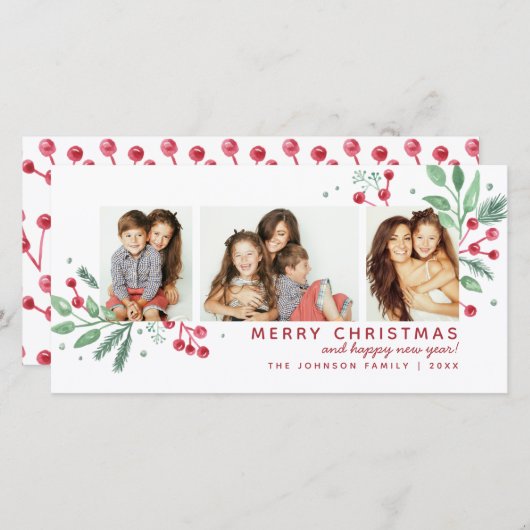 冬の果実の緑メリークリスマス3 – 写真 (正面/裏面)