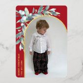 冬の果実の赤いアーチ写真 箔シーズンカード (正面)